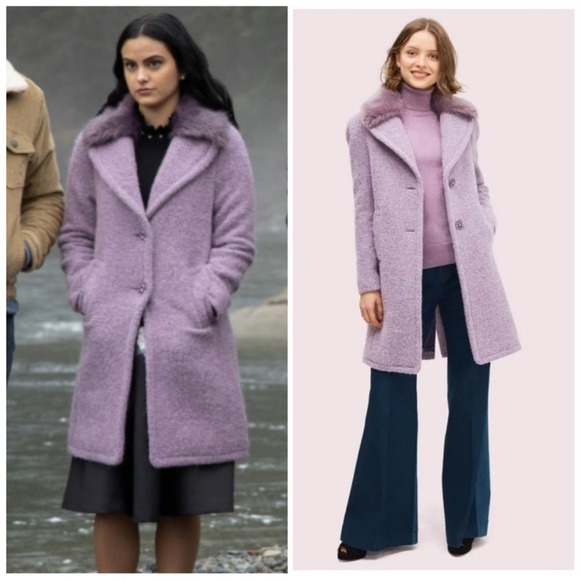 kate spade Jackets & Blazers - Kate Spade Faux Fur Lapel Coat In Purple Size 0